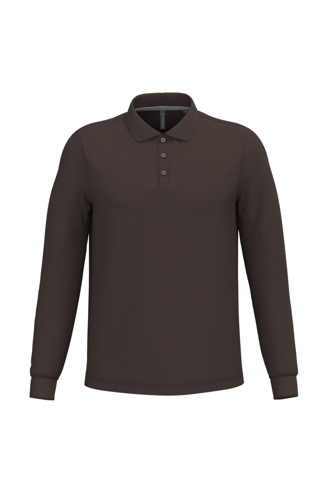 - Polo lange mouwen - Chocolate