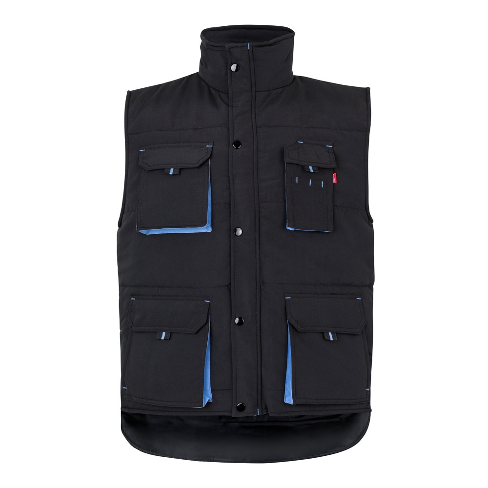 VL NERGAL. Gewatteerd vest, tweekleurig, met meerdere zakken (120g/m²), van polyester (100%) - Zwart, Licht blauw