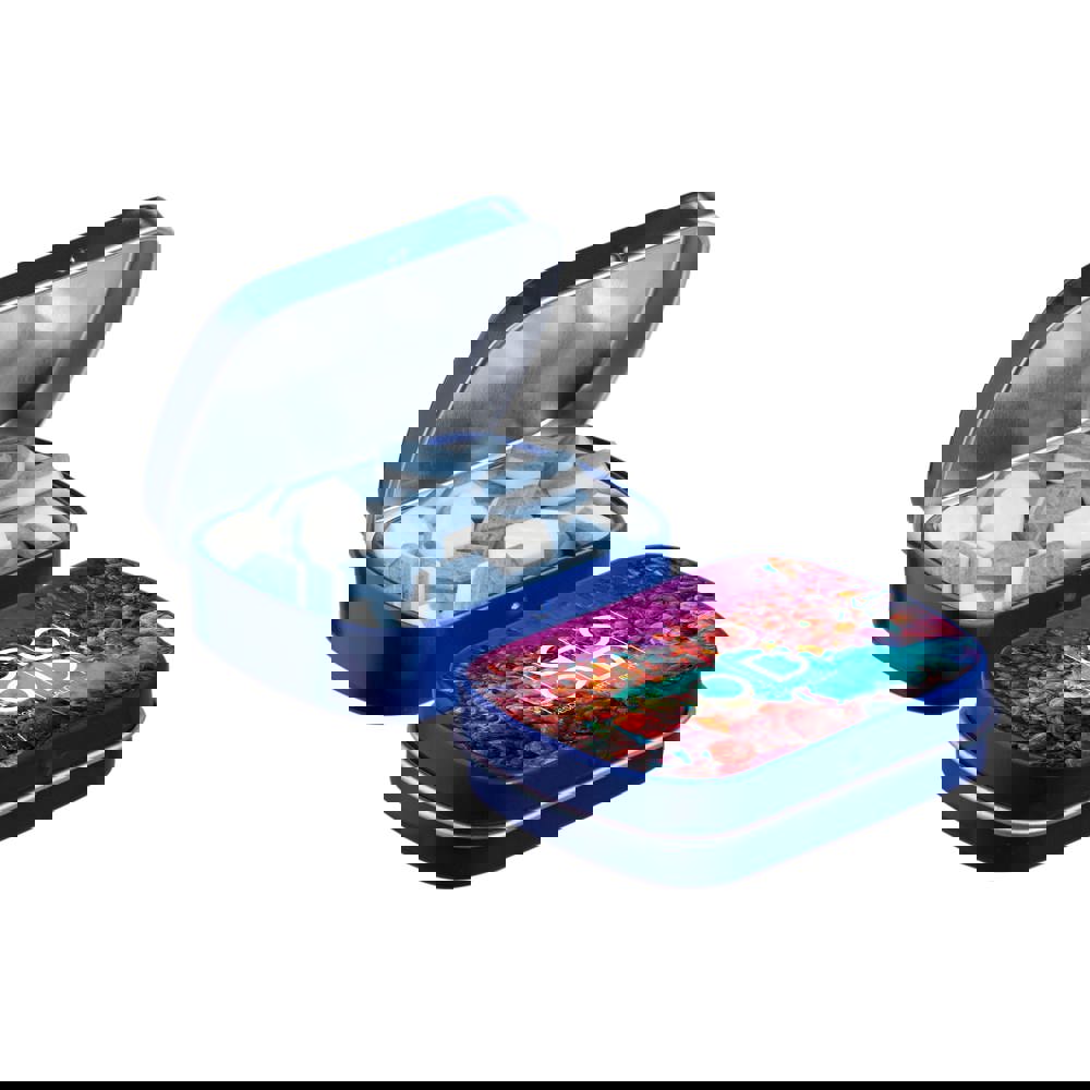 Mini scharnierblikje gevuld met pepermunt - Blauw