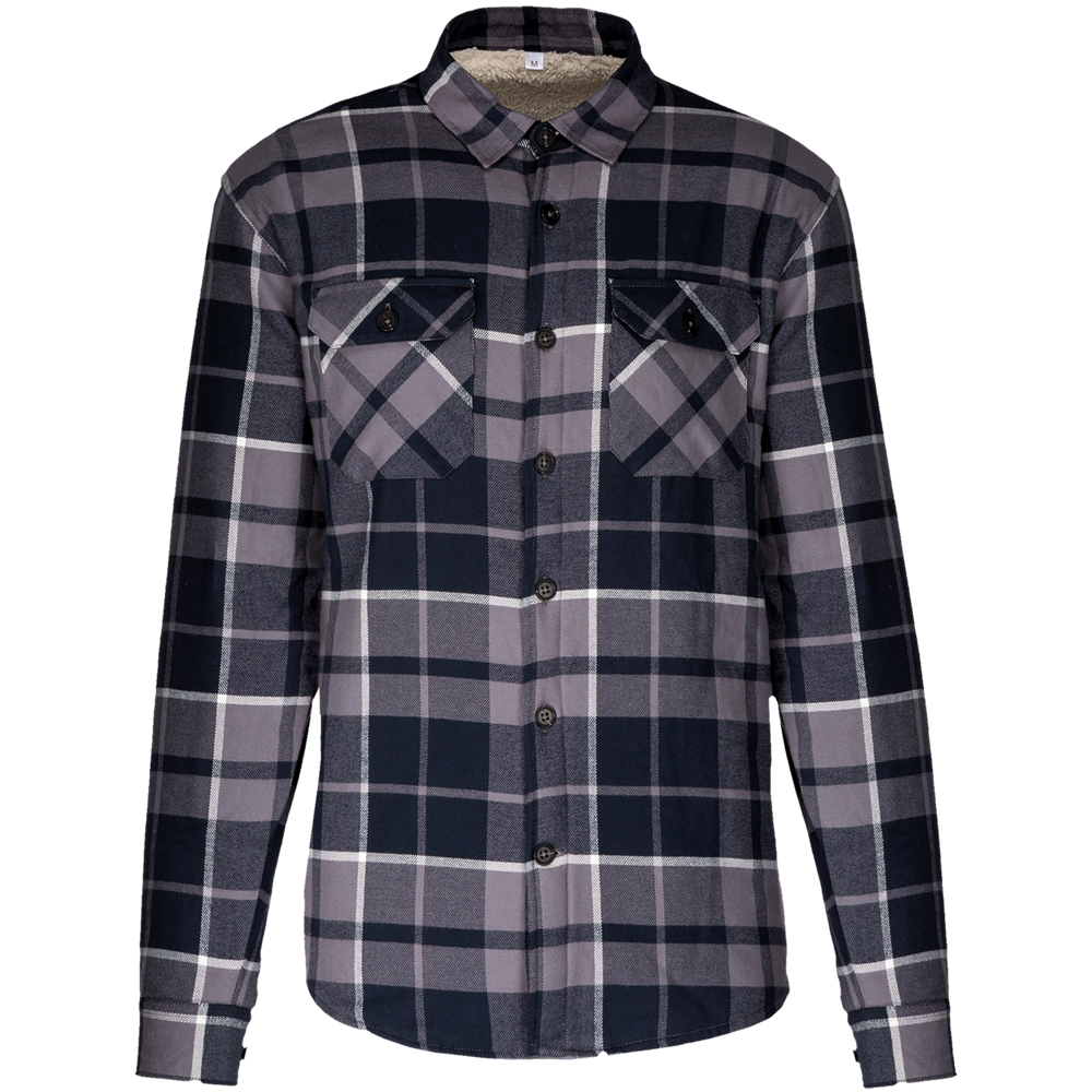 K579 - Geruit overshirt met sherpavoering - Storm Grey / Navy checked