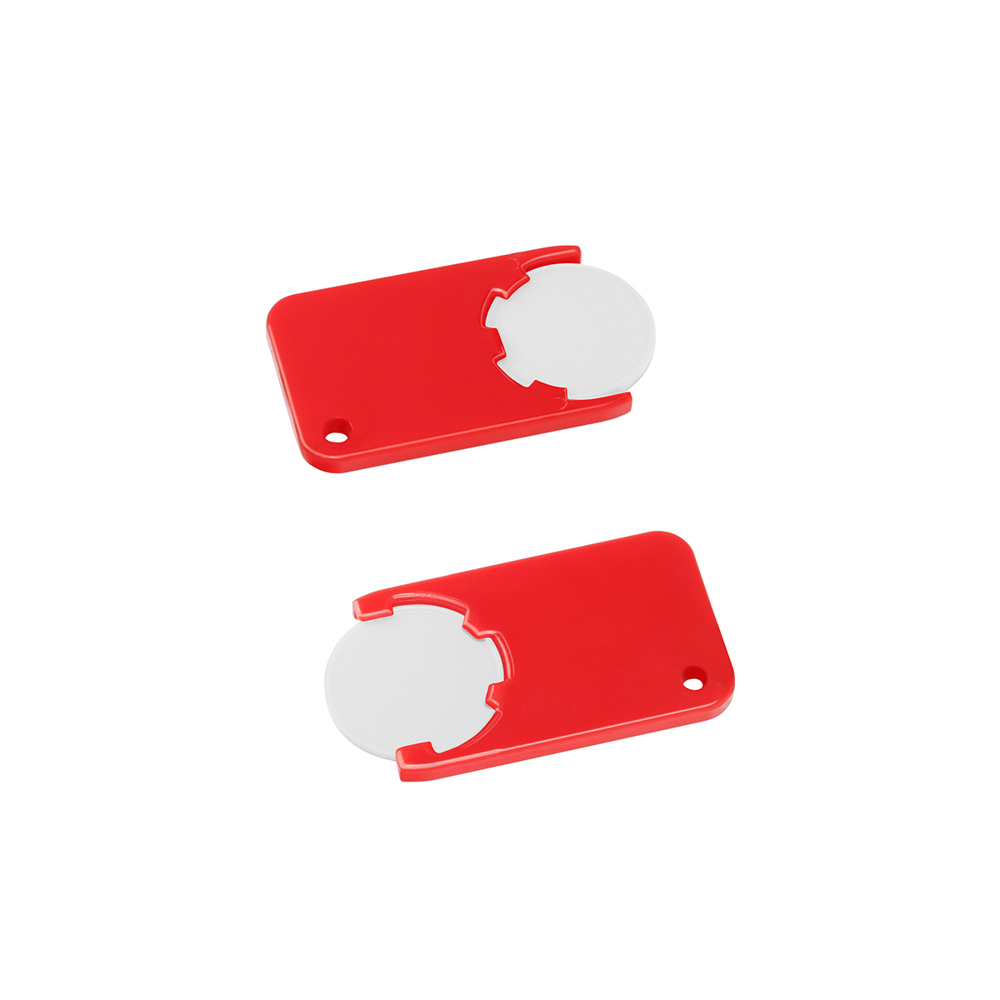 Chiphouder met winkelwagenmuntje 1€ "Beta" - wit/rood