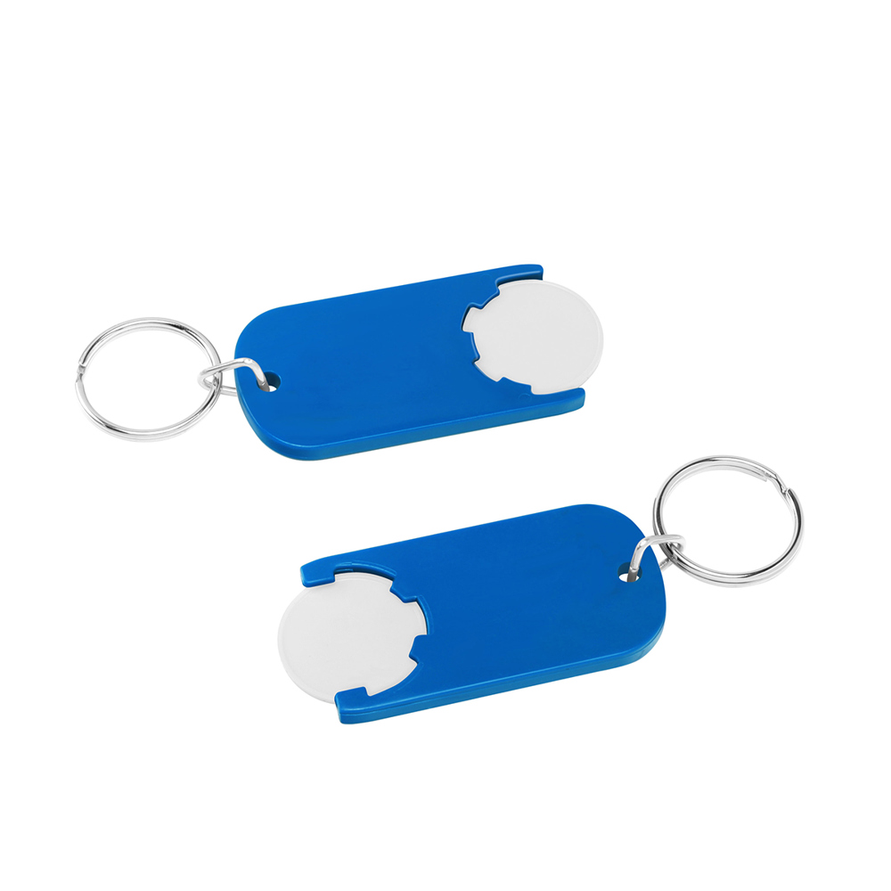 Chiphouder met winkelwagenmuntje 1€ "Alpha" - wit/blauw