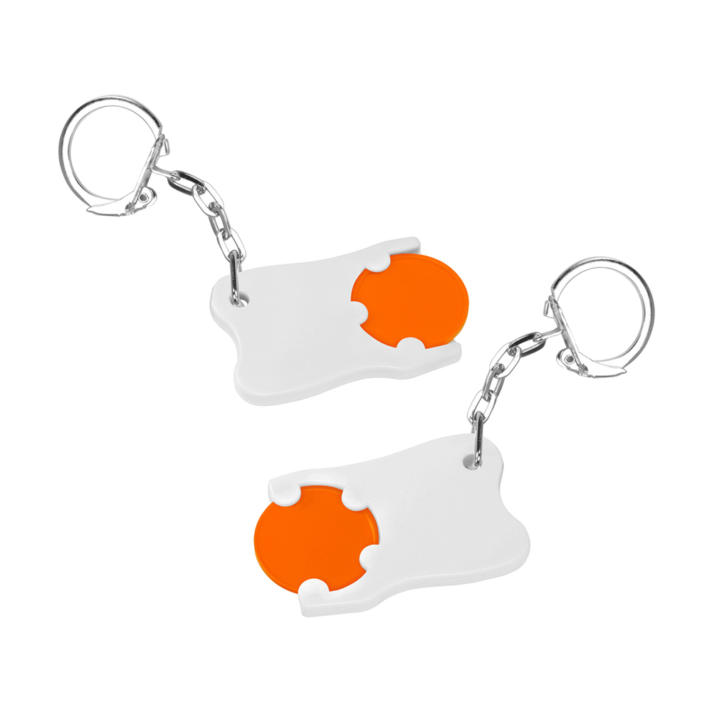 Chiphouder met winkelwagenmuntje 1€ "tand" - oranje/wit