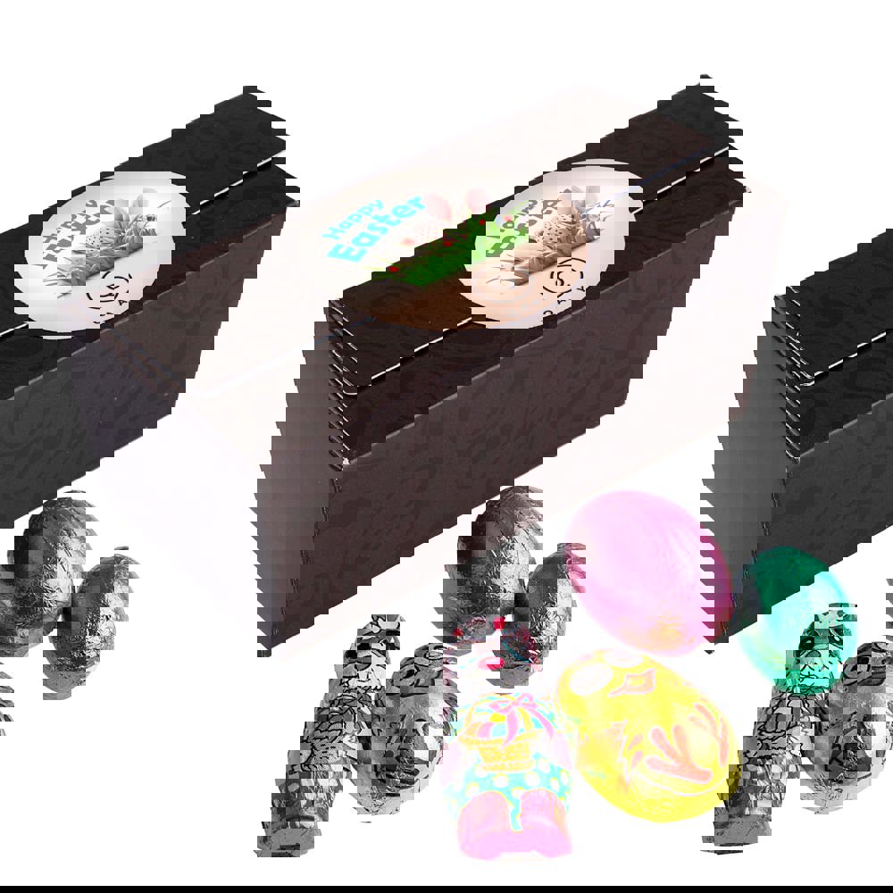 Ballotin met paaschocolade met bedrukte sticker – ideaal als paasattentie