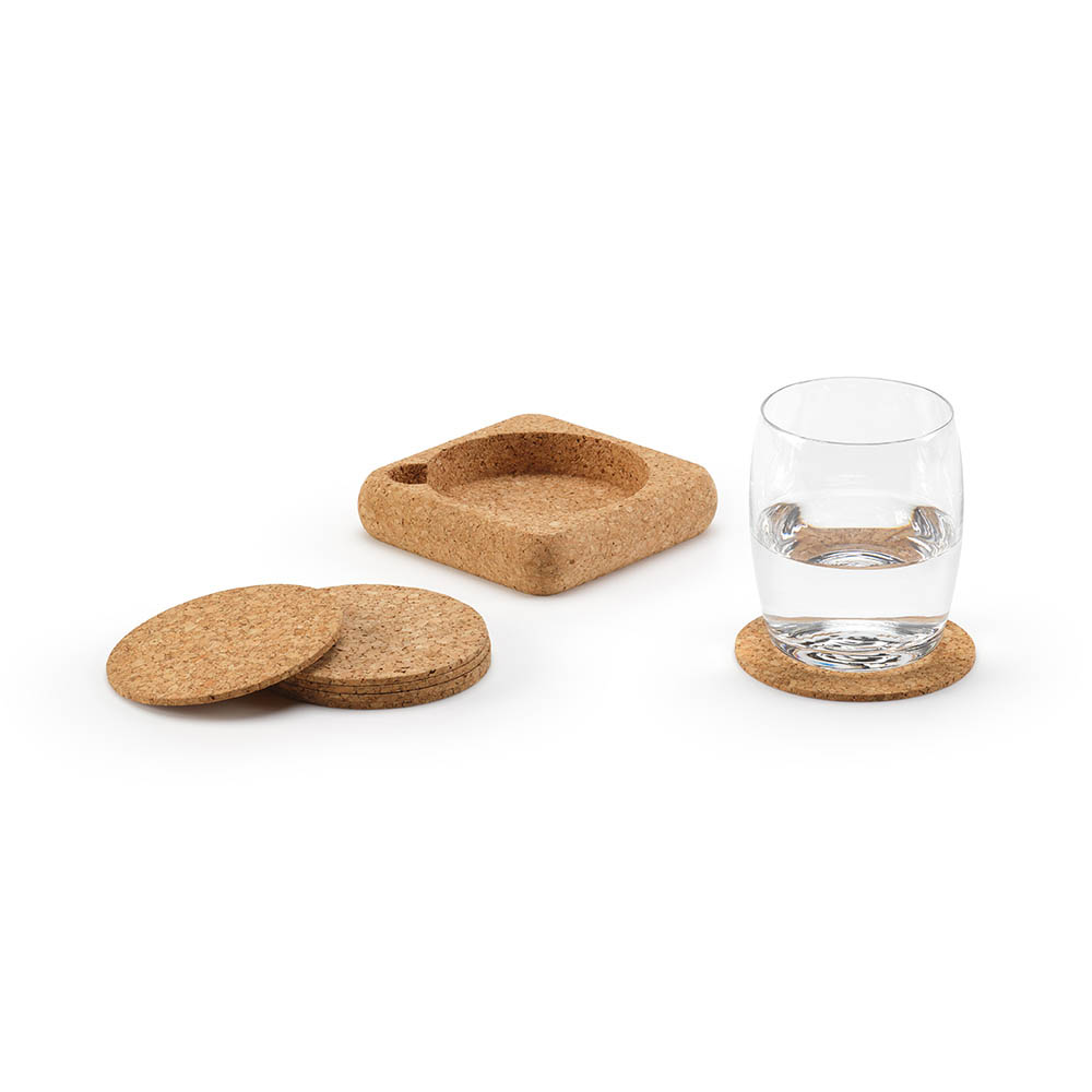 Klein cork coasters. Set of 6 with organizer. Made in Portugal - Natuurlijk