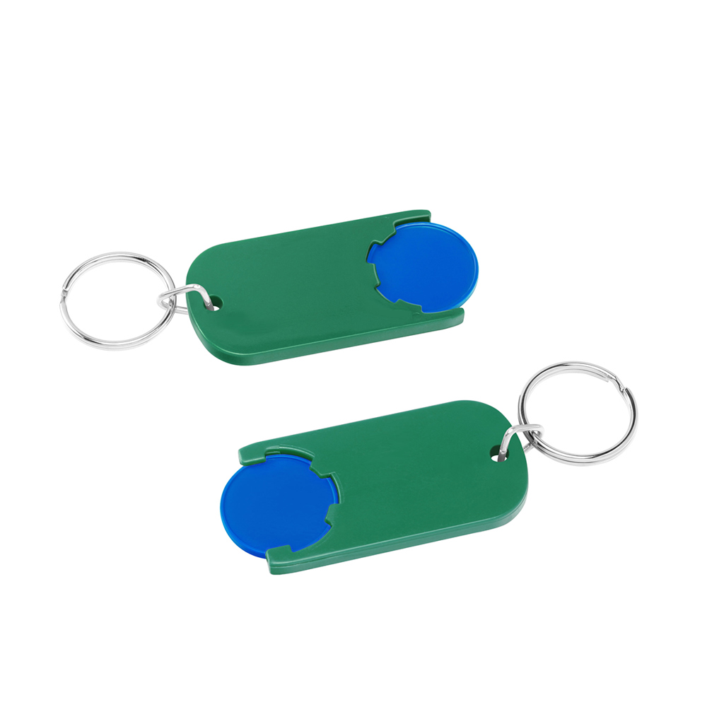 Chiphouder met winkelwagenmuntje 1€ "Alpha" - blauw/groen