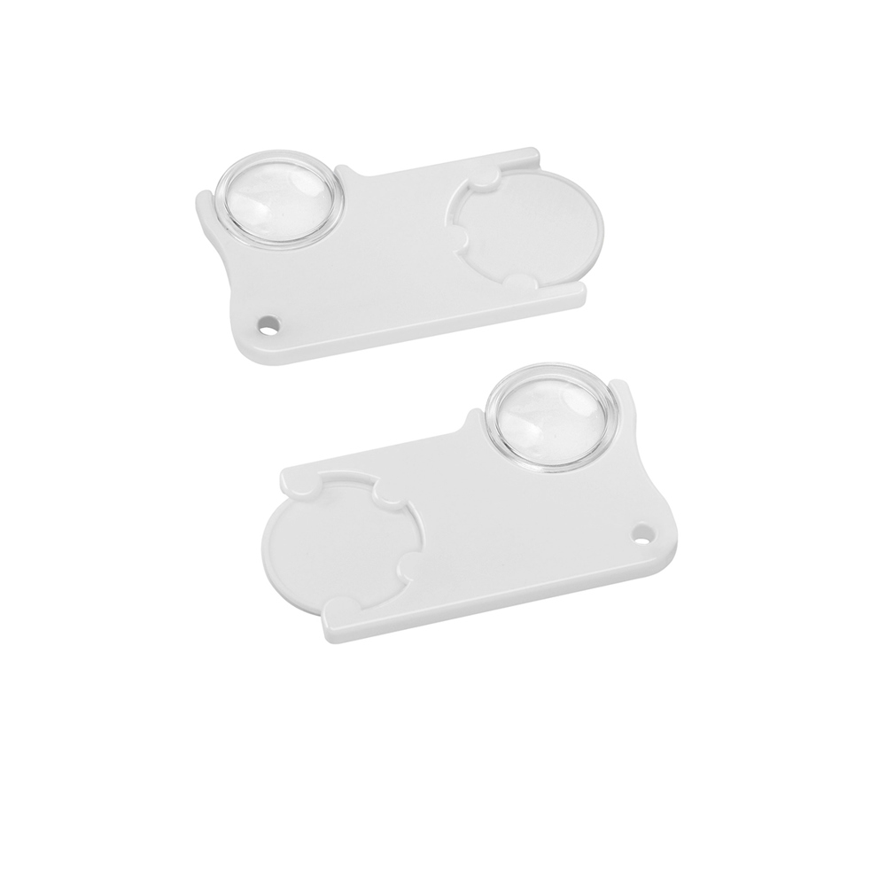 Chiphouder met winkelwagenmuntje 1€ en loep - wit/wit