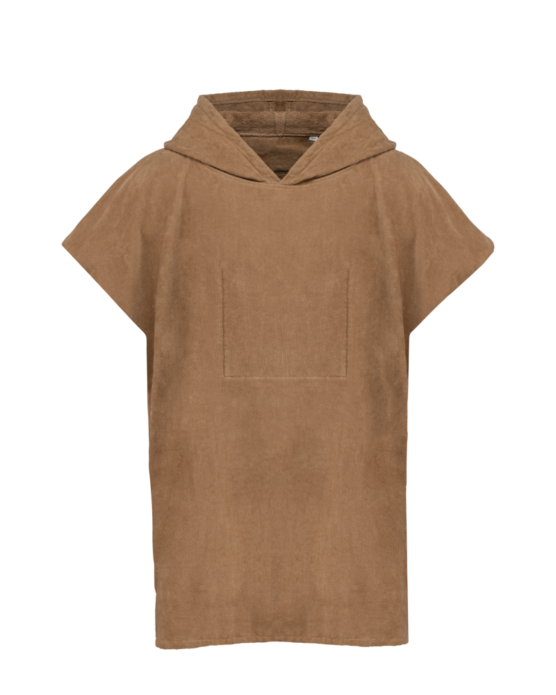 PA582 - Kinderponcho met capuchon van badstof - Camel