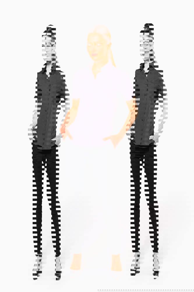 K544 - Dames Poplin Blouse Korte Mouwen