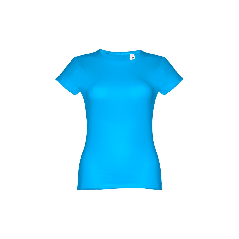 THC SOFIA. Katoenen dames-T-shirt met riem - Aqua blauw