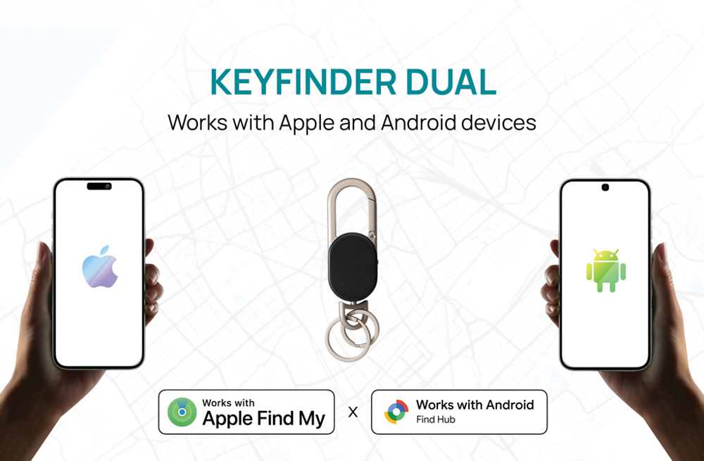 Keyfinder Dual keychain met wereldwijd localiseren