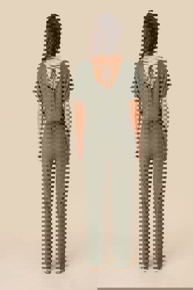 SP5004 - Tricot jumpsuit met korte mouwen voor dames in linnen