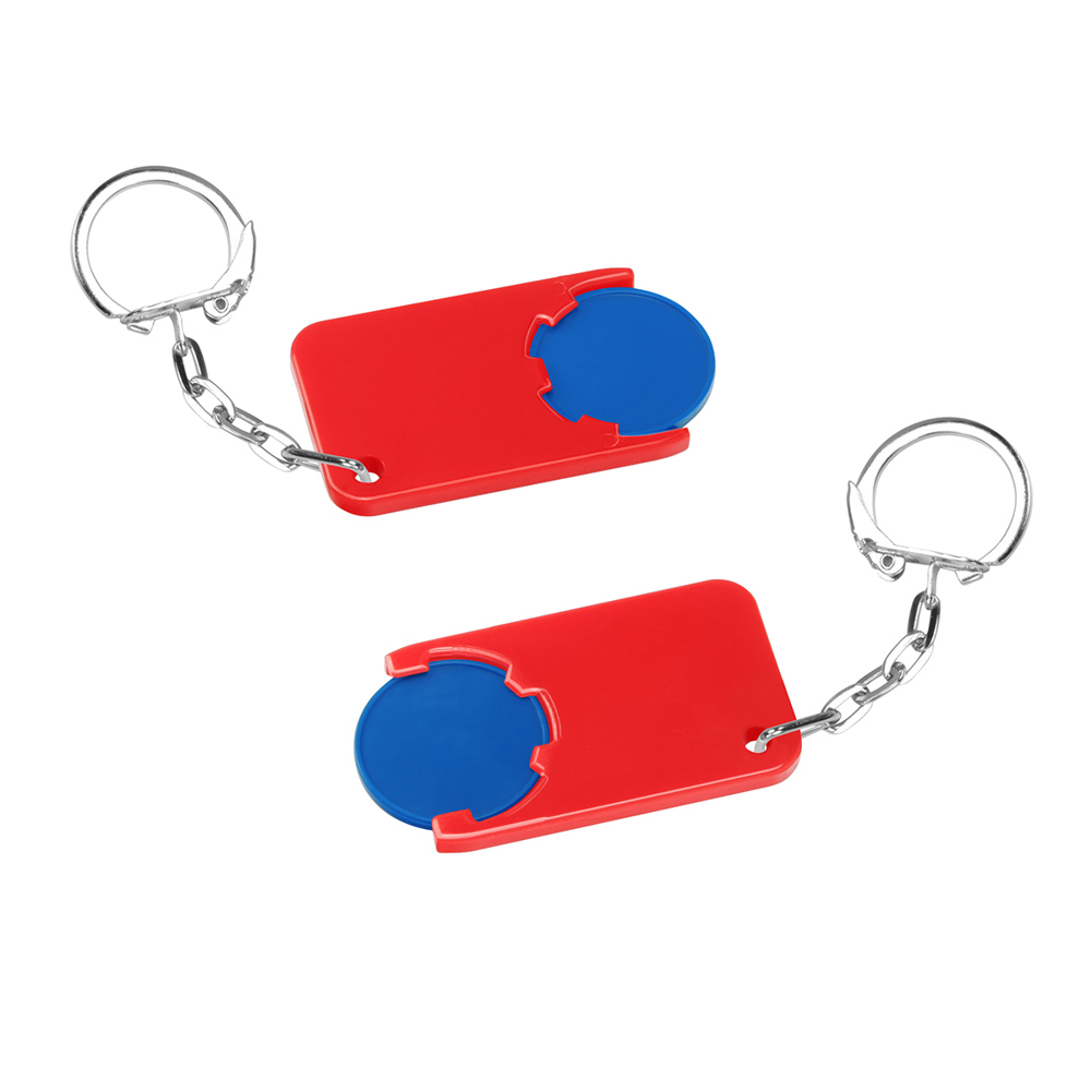 Chiphouder met winkelwagenmuntje 1€ "Beta" - blauw/rood