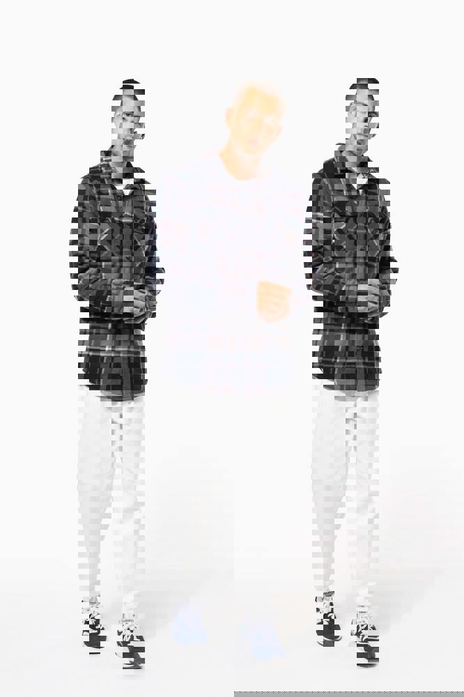 K579 - Geruit overshirt met sherpavoering