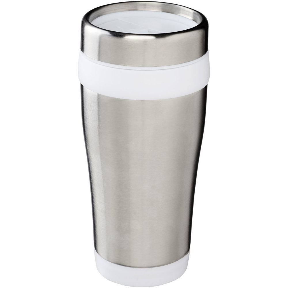 Elwood 410 ml geïsoleerde thermosbeker - Zilver, Wit